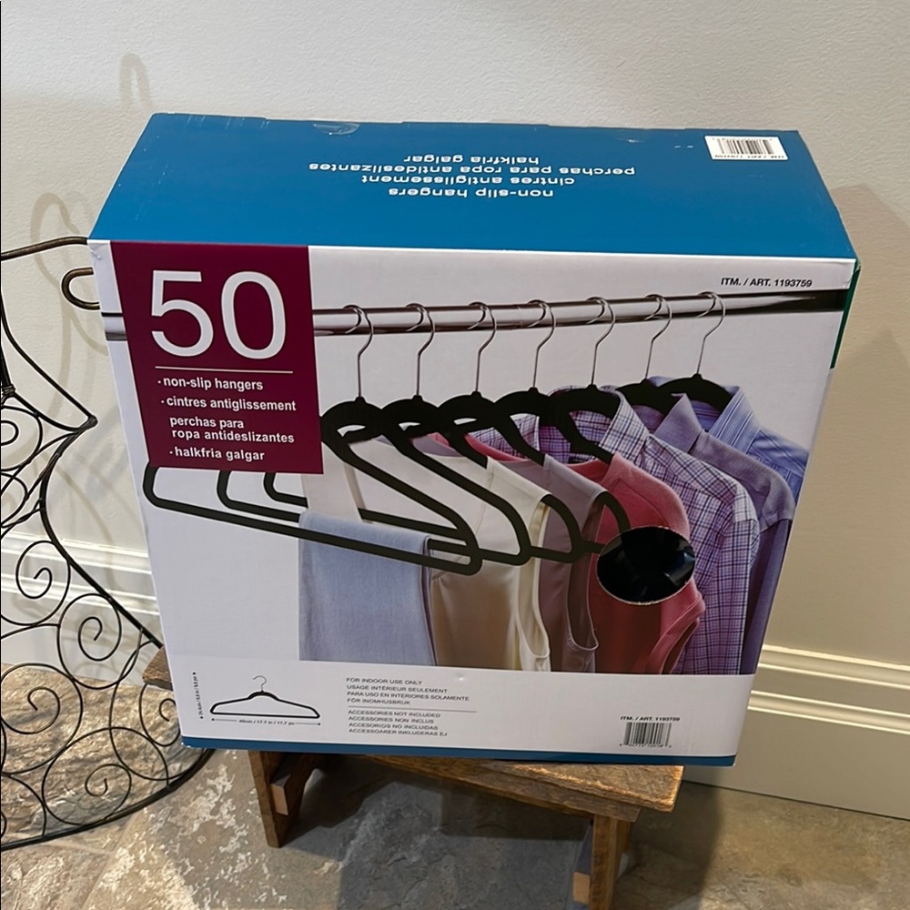 Non-Slip Black Hangers - 50 Pack